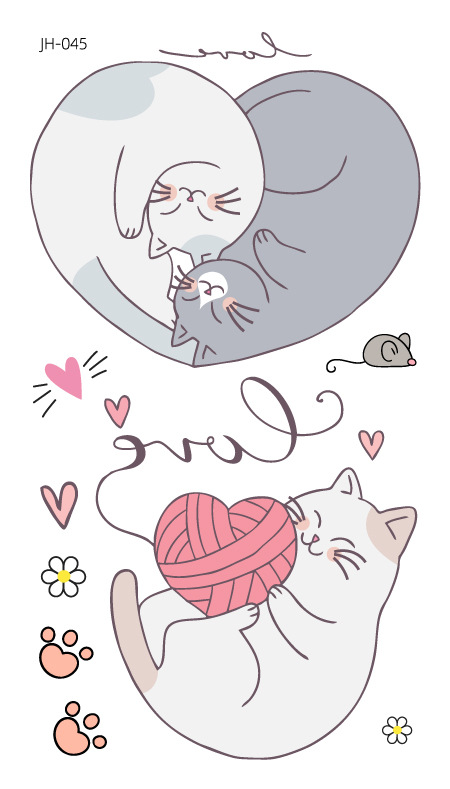 Protección del medio ambiente a prueba de agua sudor desechable lindo gato divertido tatuaje pegatinas cicatriz personalizada cubriendo fresco hombres y mujeres tatuaje