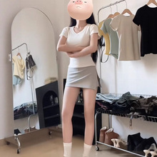 白色v领修身显瘦纯棉正肩短袖t恤女2025夏季新款纯欲性感内搭上衣