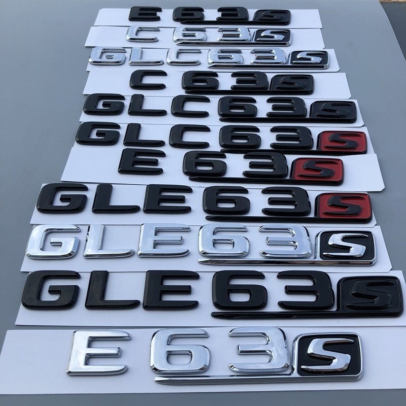 Suitable For New Mercedes-Benz C63S Car E63 Rear Tail Emblem GLE63 Modified GLC63 Logo Sticker Black_voghion.com