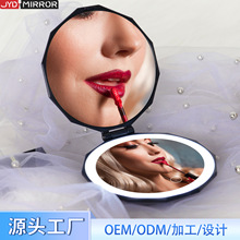 2023年新款钻石面1X/5X放大口袋化妆镜  led化妆镜紧凑型钱包镜