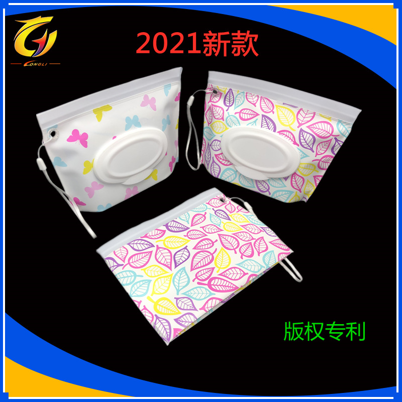 En stock suministro EVA bolsa de tejido húmedo ventana extracción tejido húmedo bolsa de embalaje con tapa necesidades diarias bolsa de embalaje