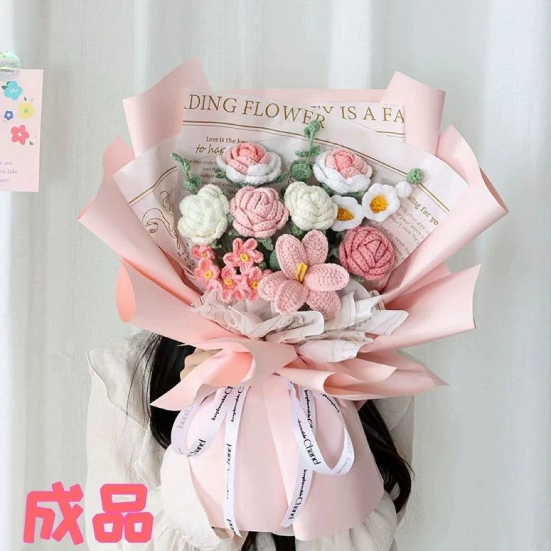 Плетеный цветок, готовый букет, роза, подарок на выпускной сезон для учителя, для подруги, лучшего друга, креативный подарок на День святого Валентина