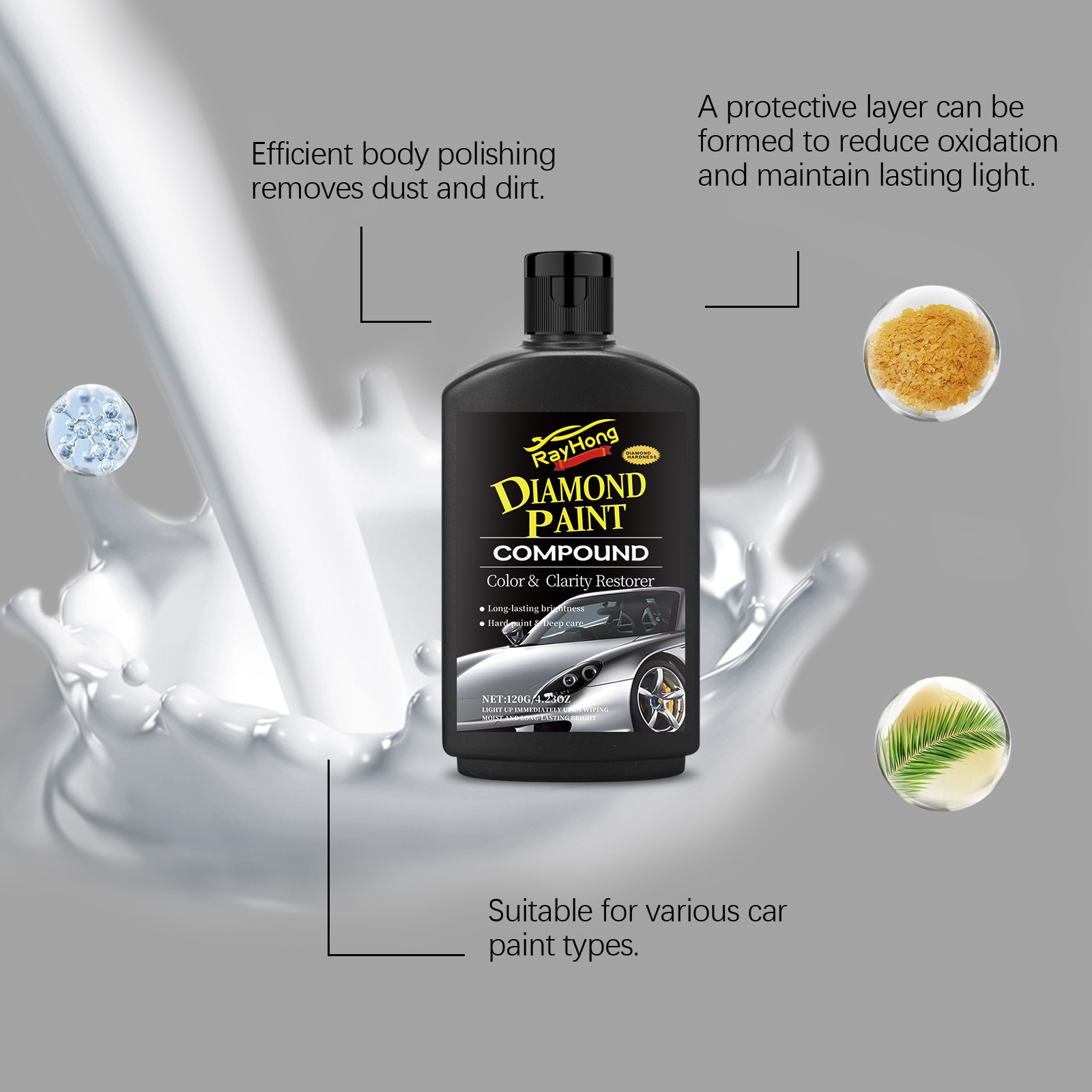 RAYHONG car coating polishing agent car cleaning coating car paint polishing maintenance polishing waxing stain removal