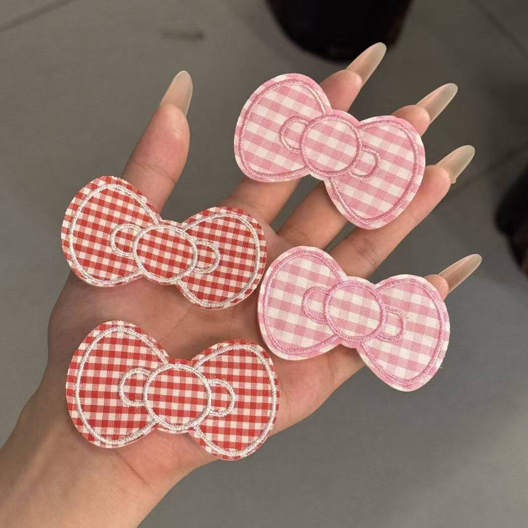Cute and Adorable Plaid Bow Hair Clip, Japanese Sweet Style, Girly Side Magic Sticker, Traceless Hair Accessory