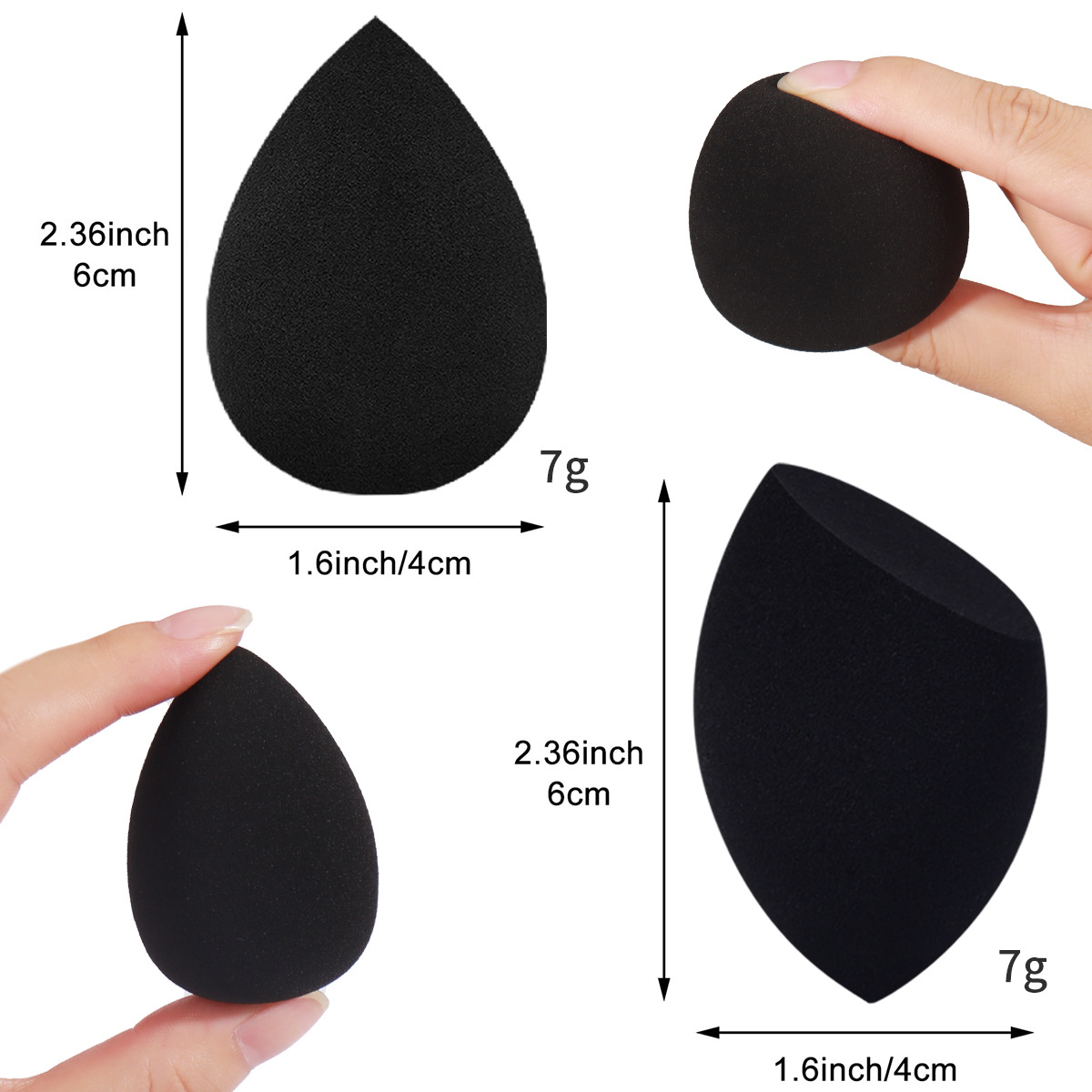 Fábrica directa huevo de maquillaje caja de polvo de gota de agua polvo huevo de maquillaje negro huevo de maquillaje biselado esponja polvo de polvo