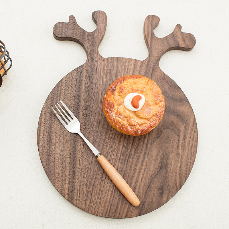 Beech Walnut Solid Wooden Chopping Board Cartoon Dinner Plate Tray Antlers Chopping Board Cartoon Wooden Breadboard Swing Plate