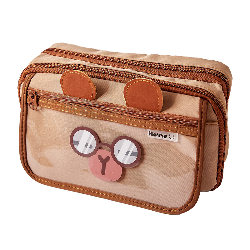 El nuevo estuche de lápices de gran capacidad Kapibala, bolso de papelería lindo transparente, caja de lápices con tapa de múltiples capas de alto valor para estudiantes