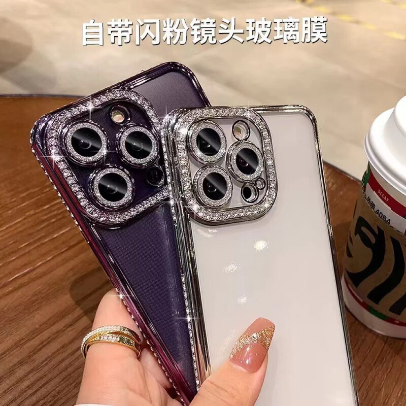 IPhone16メッキウォータードリル化粧鏡スタンド磁気吸引携帯ケースリンゴ15PRO転倒防止ソフトカバーi14を適用|undefined