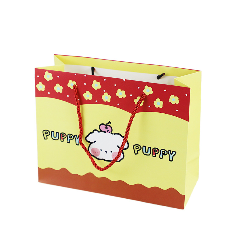 Simple de dibujos animados cumpleaños Navidad Día de Año Nuevo tamaño pequeño gran caja de regalo para niños bolsa de papel de embalaje portátil