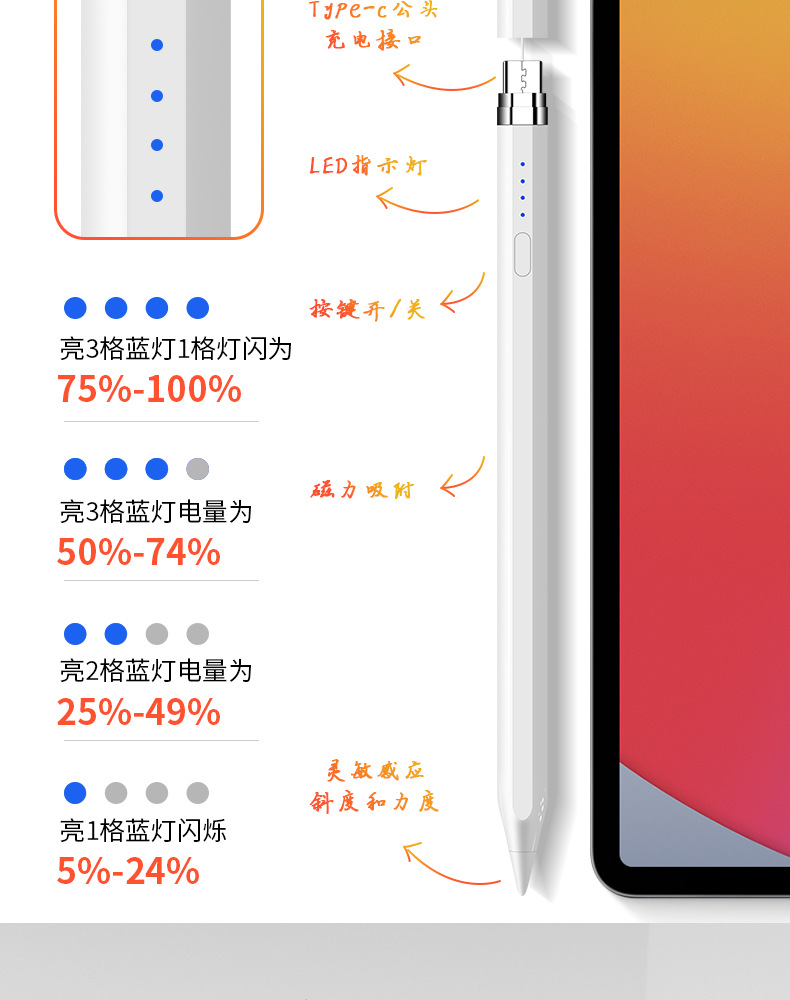 适用ipad电容笔同款苹果笔一代ipad笔apple pencil防误触触控笔-阿里巴巴