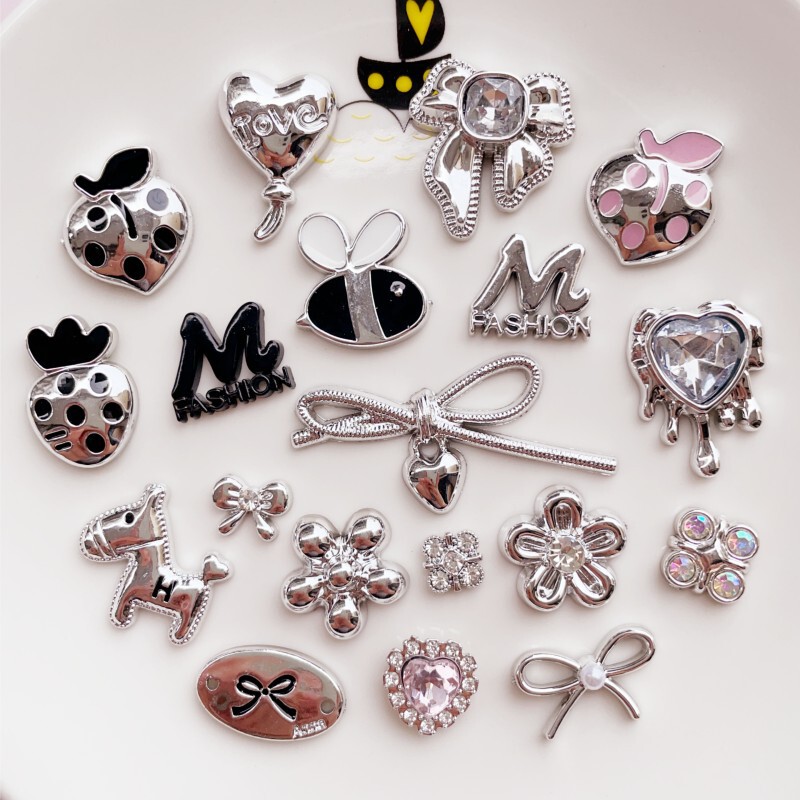 Mini Small Silver Flower Bow DIY Accessories Hair Accessories Bag Phone Case Patch Shoe Flower Materials Mini Small Silver Flower Bow DIY Accessories Hair Accessories Bag Phone Case Patch Shoe Flower Materials