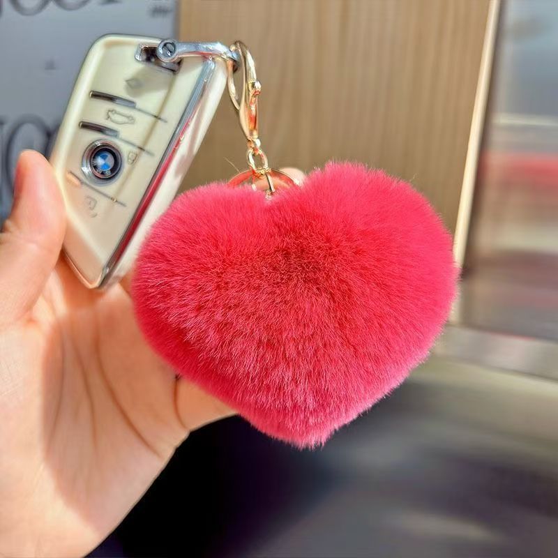 ラブピーチハートぬいぐるみボールハート型車のキーホルダーかわいい韓国インペンダントパーソナライズされたクリエイティブバッグペンダントキー|undefined