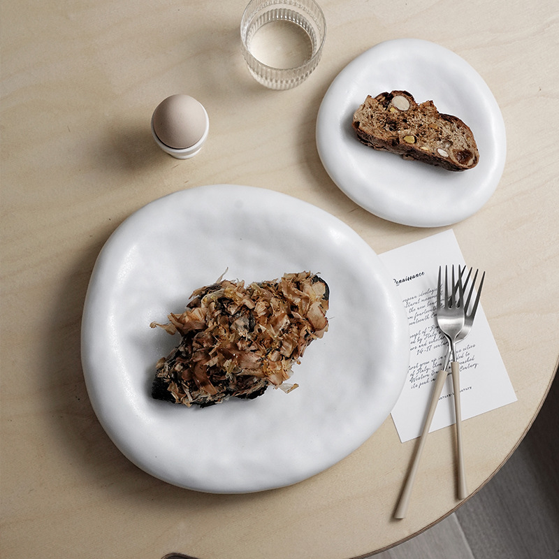 Irregular plato de cerámica japonés creativo sashimi plato de comida japonesa postre tazón plato de carne plato de cena hogar estilo europeo swing raqueta