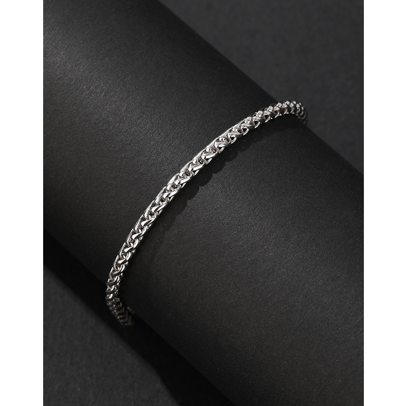 S925 ronda Chopin pulsera de los hombres hip hop personalidad moda retro nicho muchachos simple elegante mano joyería