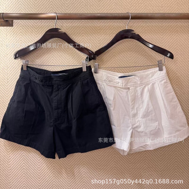 High-End Version 26Ss New Product Rl Summer Polo Washed Cotton High-Waisted A-Line Slimming Shorts for Women