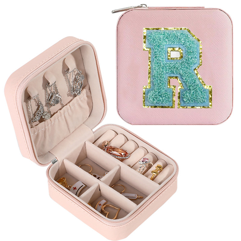 Cross-border de cuero Stud pendientes de gran capacidad de la joyería de la caja de la joyería del anillo caja de almacenamiento portátil