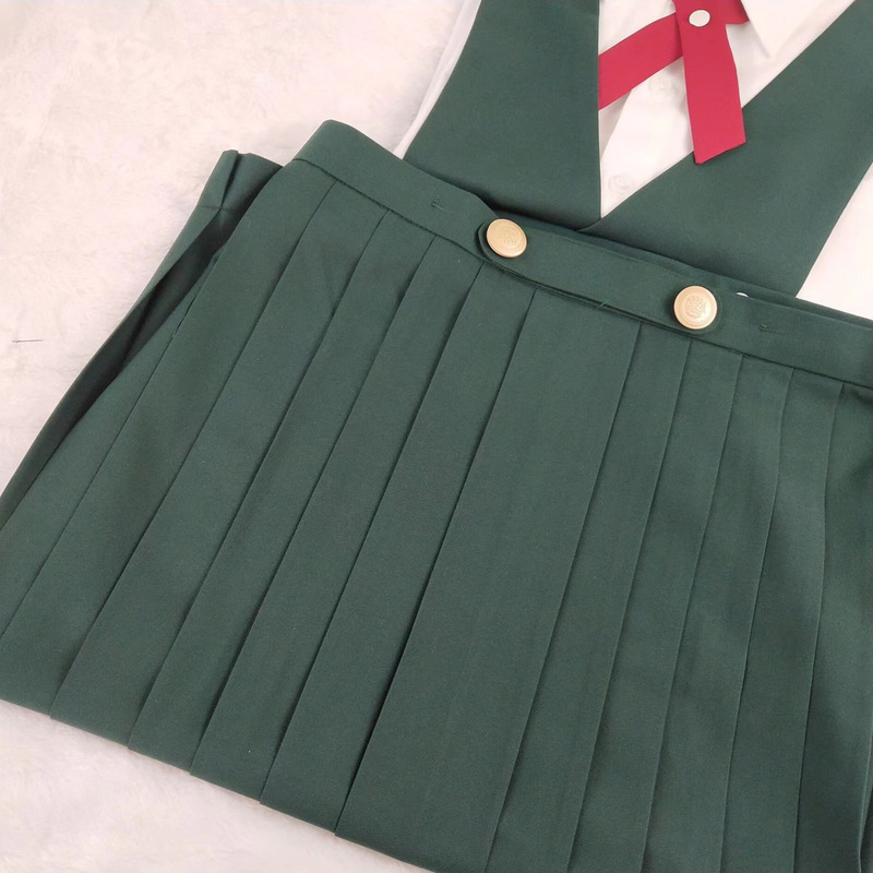 Japanese School Style Nursing Skirt with Suspenders, Pleated Skirt, Jk Uniform with Metal Buckle Decoration, Dress, Nursing Skirt, Mid-Length Skirt
