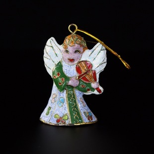 Beijing Cloisonné Antique Collectible Christmas Decoration Pendant Copper Filigree Enamel Filigree Silver Blue Angel Doll