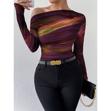 Z 38804 Tie dye ruffle long sleeve ��Ⱦ��Ҷ�߳���羳��