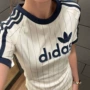 修身印花圆领条纹绒