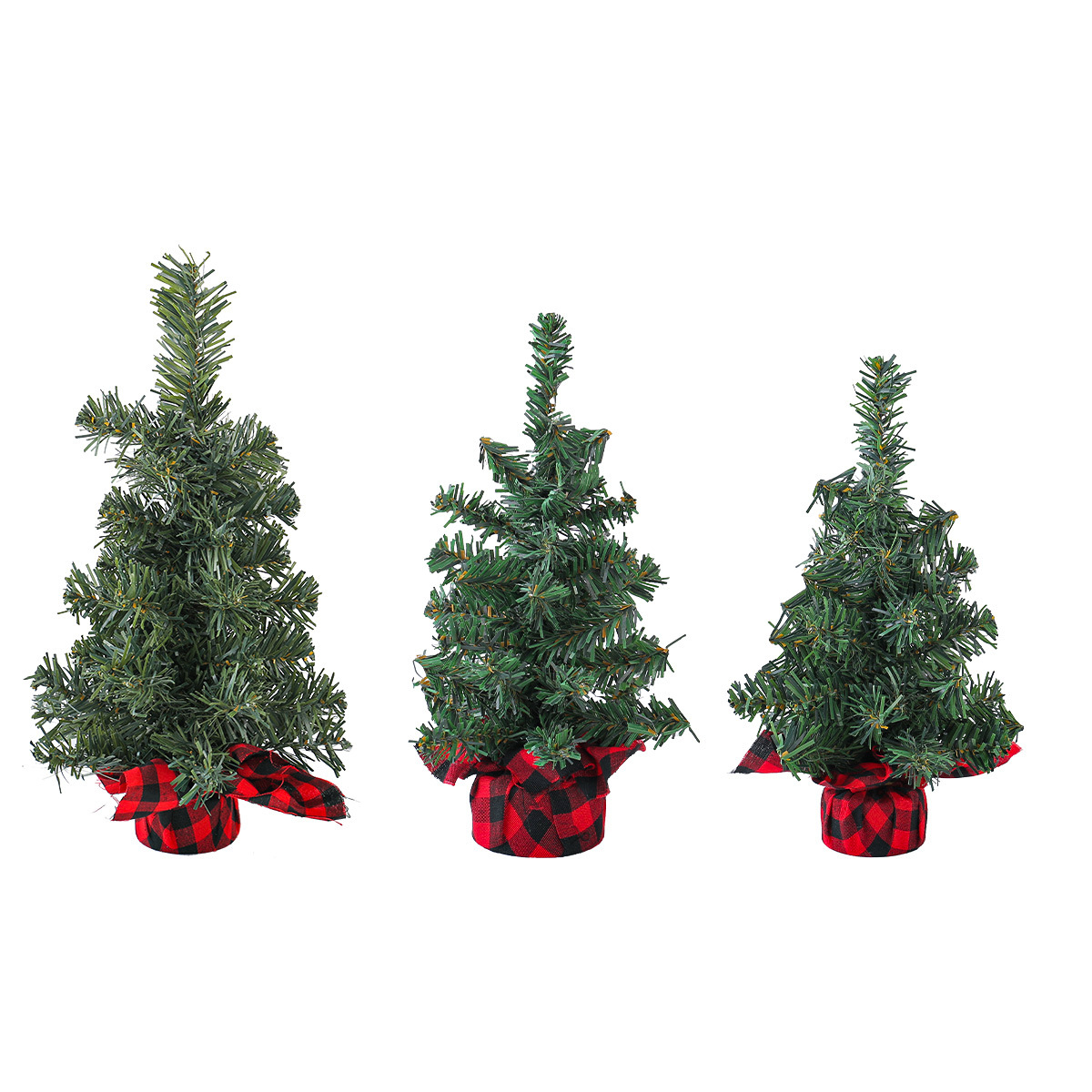 Decoración de mesa de árbol de Navidad a cuadros rojos y negros Fiesta de Navidad Aguja de pino Árbol de simulación Accesorios de ventana Decoración de Navidad