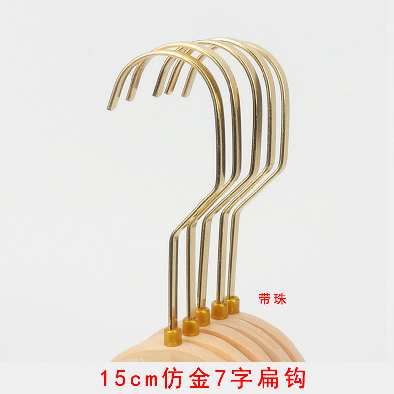 Perchas al por mayor de plástico y madera maciza con ganchos para tiendas de ropa, ganchos planos en dorado, plateado y negro, ganchos largos galvanizados.