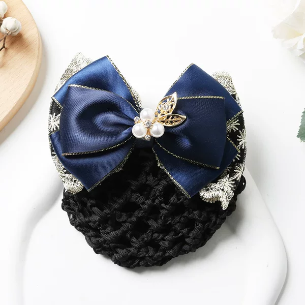 Professional hair accessory for nurses, hair net with gold trim, polyester lace headpiece, bank, flight attendant, hotel hair accessory, hair clip