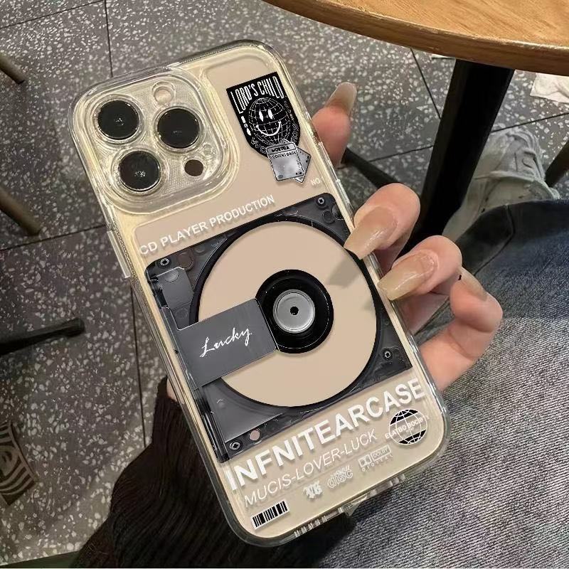 CD retro europeo y americano para iphone15promax funda para teléfono móvil 11 transparente Apple 16 anti-caída 14pro1 3/12
