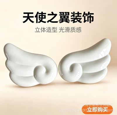 Suitable for Aima Luna Electric Vehicle Decoration, Trendy Bowknot Wings and Ears, Electric Vehicle Modification and Beautification Stickers (Body sticker) - angel-wings-wings-white-a-pair-of-adhesive-stickers