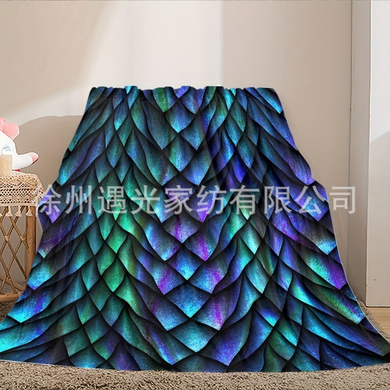 三色龍鱗模様のふわふわした柔らかい毛布快適な多目的毛布はソファーベッドのオフィスに適している|undefined