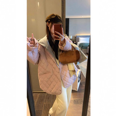 2025冬女款轻薄时尚叠穿羽绒棉衣菱格可拆连帽棉服夹克新款外套批