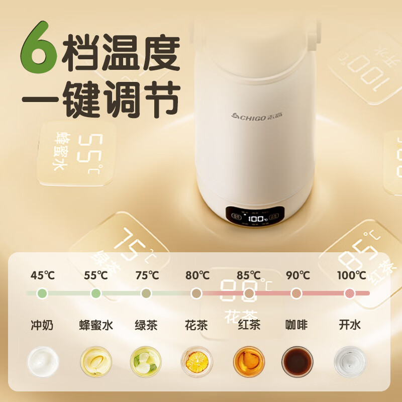 Taza de agua caliente eléctrica Chigo portátil 1L viaje de negocios temperatura constante agua caliente eléctrica pantalla digital control de temperatura multietapa taza de agua caliente eléctrica