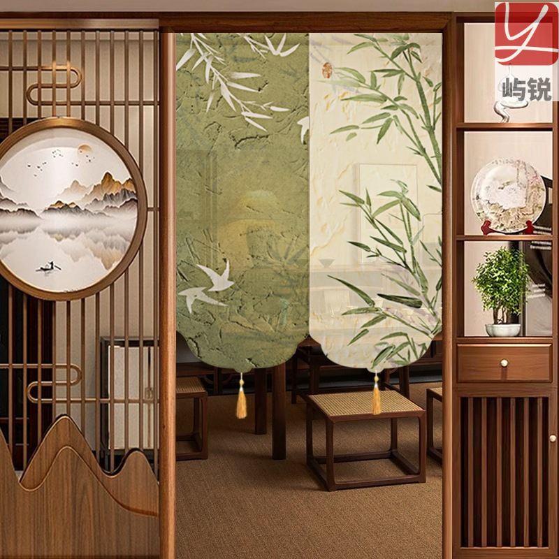 New Chinese-style, high-end bamboo entrance door curtain, bamboo-patterned sheer curtain for bedrooms, studies, and tea rooms, providing privacy and blocking light New Chinese-style, high-end bamboo entrance door curtain, bamboo-patterned sheer curtain for bedrooms, studies, and tea rooms, providing privacy and blocking light
