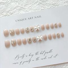 【皇后】穿戴甲高級感新娘婚禮貼鑽假指甲片手工光療成品穿戴滿鑽