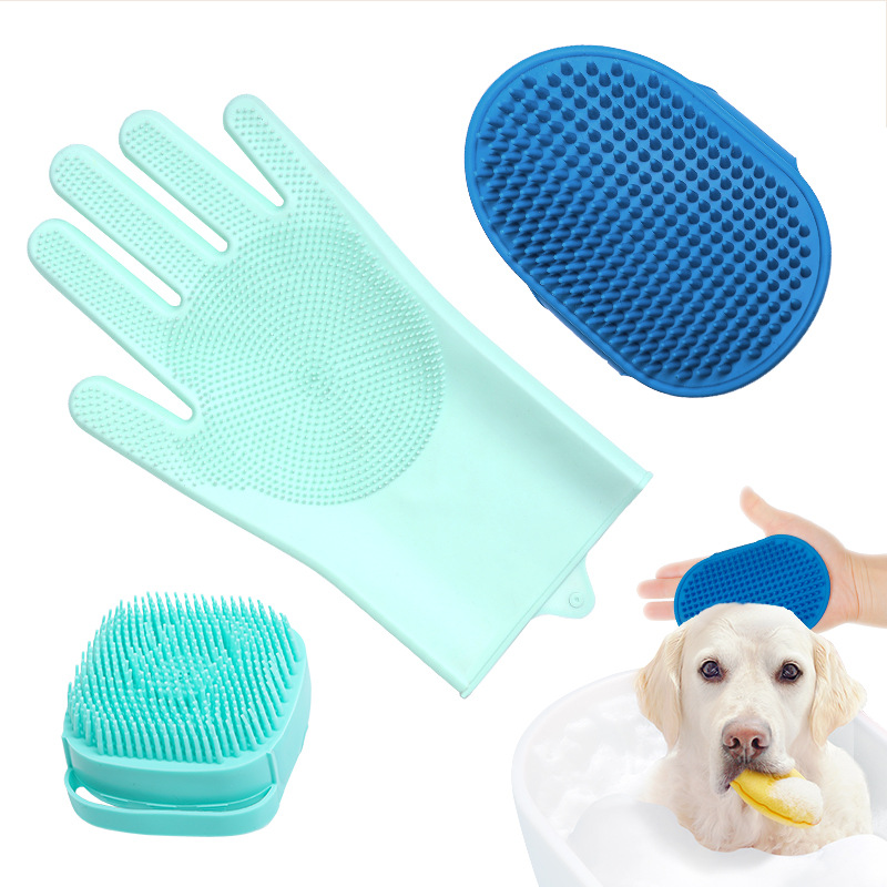 Amazon bate set de baño guantes cepillo para perros cepillo anti-atraqueo mascotas limpias herramientas de belleza para gatos y perros
