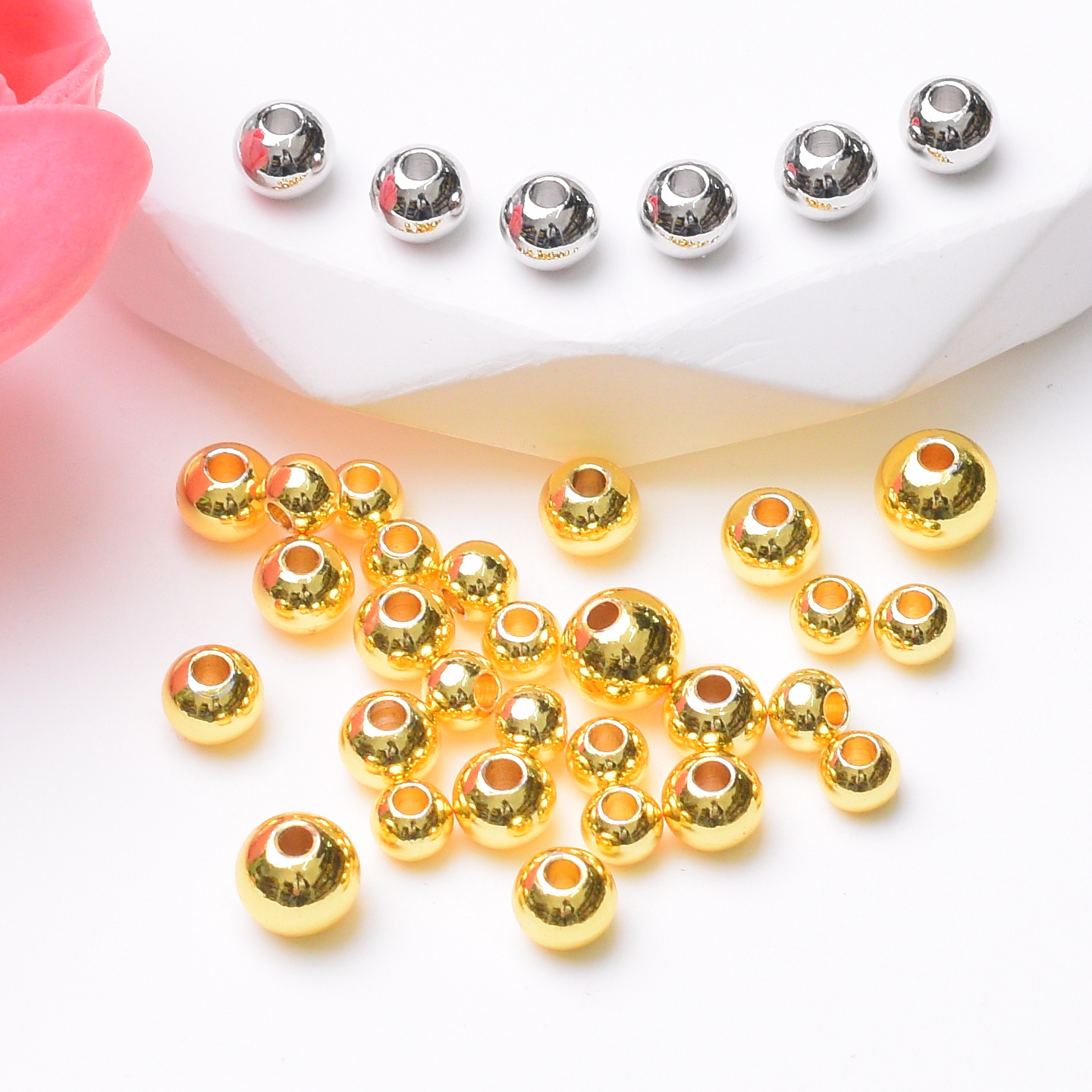 DIY joyería hecha a mano con cuentas accesorios perlas transferencia espaciador perlas pequeñas perlas de oro perlas sólidas brillantes perlas sueltas material al por mayor