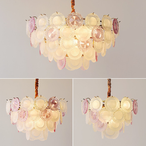 French crystal chandelier cream-style lighting living room chandelier modern minimalist master bedroom light trending eye-protection shell light