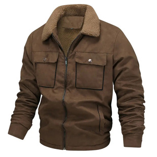 Jacket Men's Casual Men's Jacket Spring and Autum Men's Loose Large Size Velvet Top Suede Warm Clothes