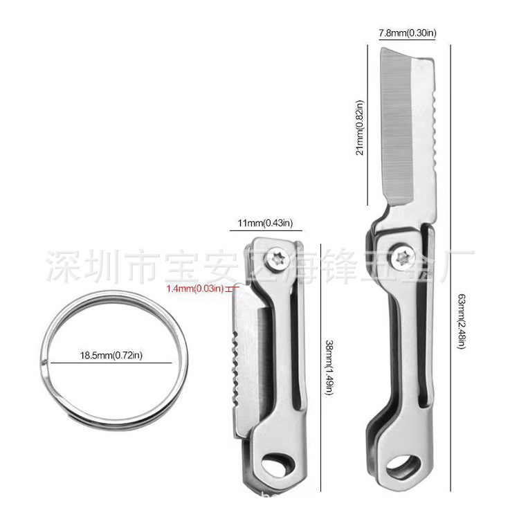 Stainless steel mini folding multifunctional bottle opener knife portable unpacking knife keychain folding unpacking knife