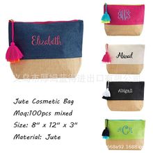 亚马逊新款撞色大容量化妆包女士便捷外出收纳帆布包带拉链零钱包