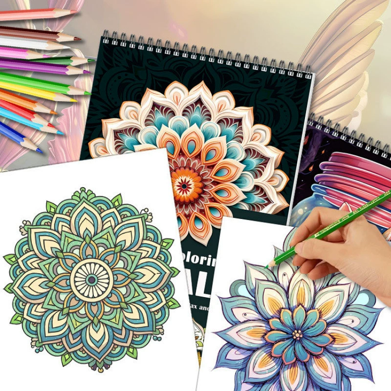 Декомпрессионная мандала DIY Граффити Книжка-раскраска Детская живопись-головоломка Креативная цветная декомпрессионная книжка-раскраска для взрослых