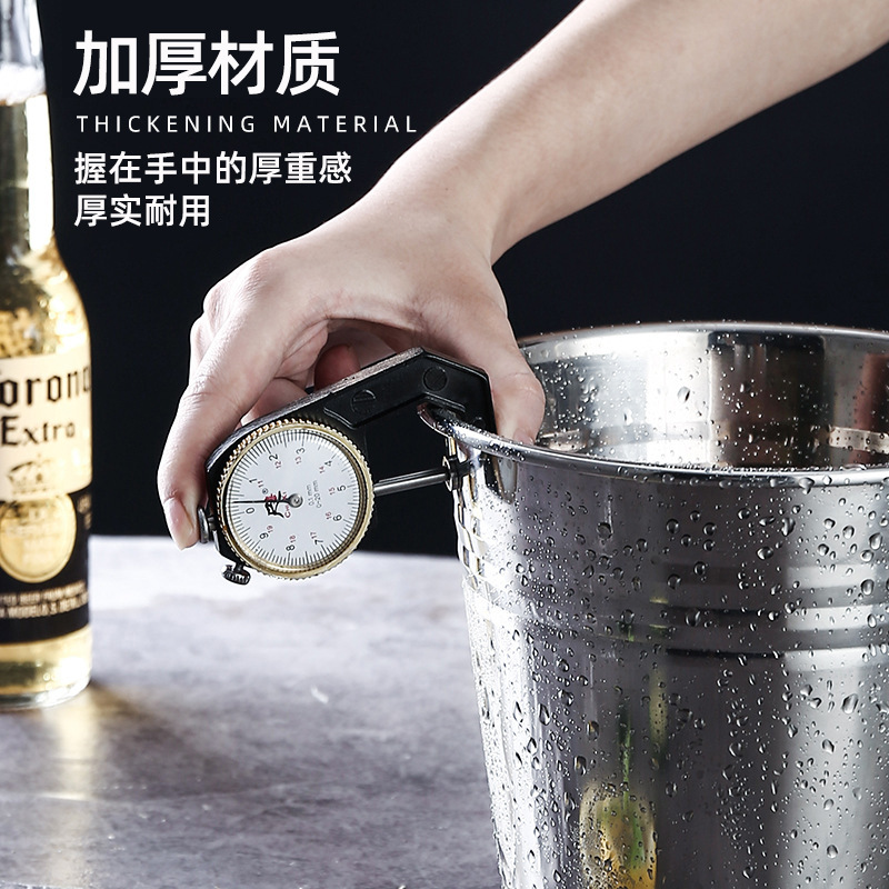 Espesado no magnético de acero inoxidable portátil cubo de hielo KTV bar leche tienda de té champán cubo cocina cubo Cubo de aceite redondo