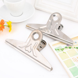 Spot wholesale office culture and education storage stainless steel large ticket clip financial bill clip metal clip short tail clip