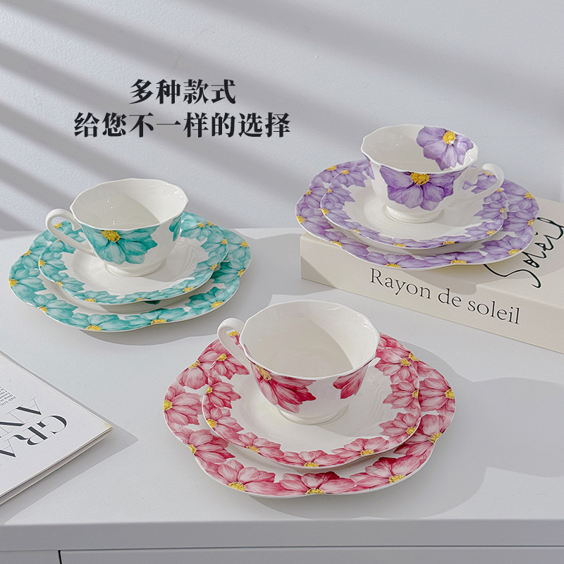 Taza de café y platillo Juego de cerámica Té de la tarde Hogar de alta gama Estilo pastoral Cerámica Taza de café Plato de punto Plato