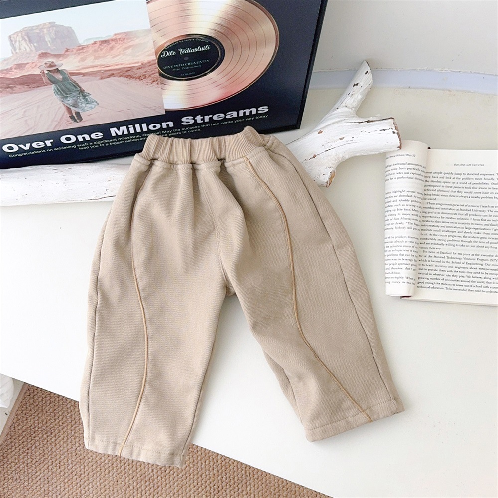 Ropa para niños coreanos estilo otoño e invierno abrigo acolchado a rayas para bebés más pantalones casuales de terciopelo traje de bebé de 1-3 años