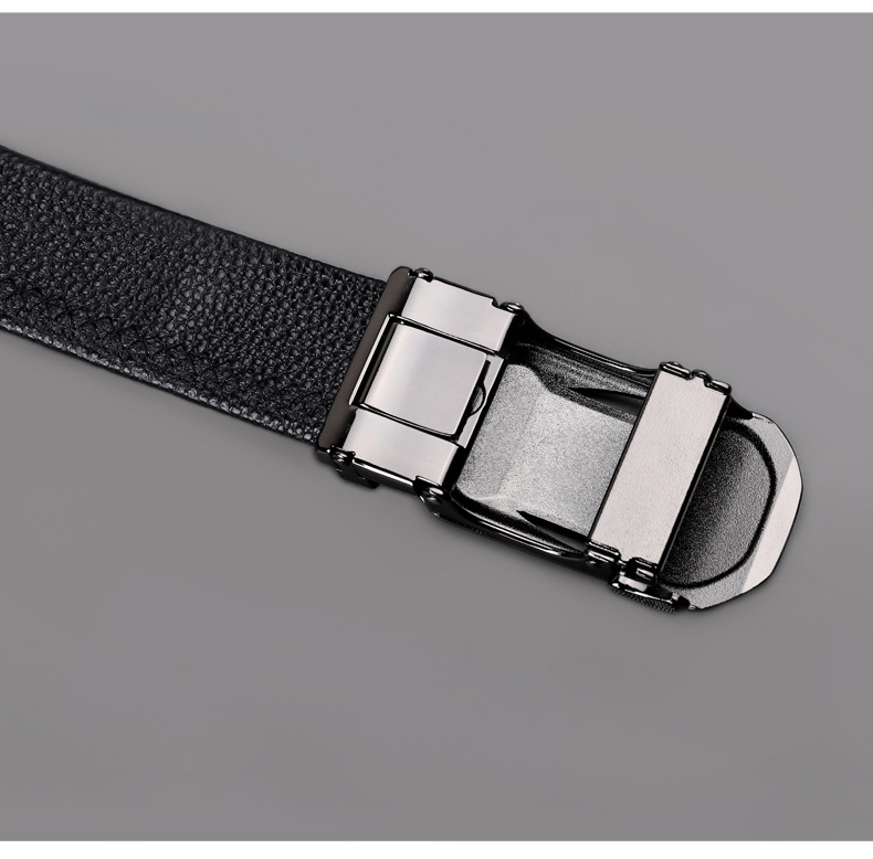 Cintura da uomo in pura pelle di vacchetta con fibbia automatica in pelle da uomo_voghion.com