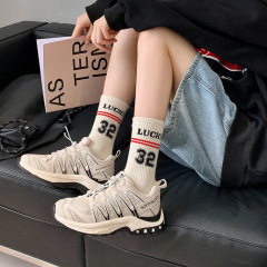 粉色潮流字母女襪網紅運動堆堆襪中筒襪ins潮男襪外穿棉襪棒球襪