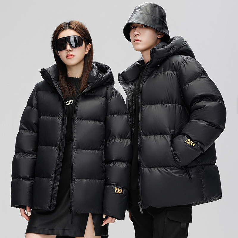 Down jacket men's autumn and winter short men's warm bread clothing men's and women's same style thick black gold winter men's coat