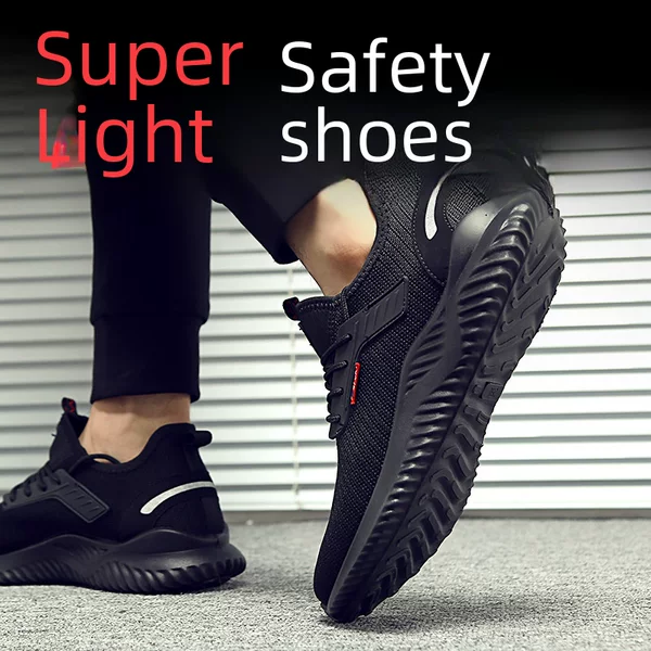 Labor Protection Shoes Men's Anti-smashing and Anti-piercing Steel Toe Lightweight Anti-slip Wear-resistant Safety Site Flying Woven Shoes Cross-border Work Shoes