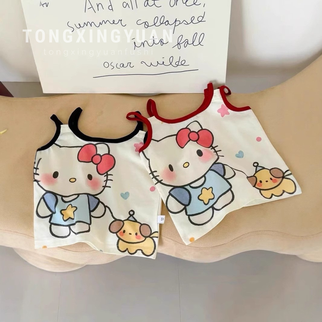Estrellas de niños redondas sin mangas chaleco de verano nuevo estilo universal lindo dibujos animados niños de mediano y mediano bebé cabina pequeña moda de ropa para niños